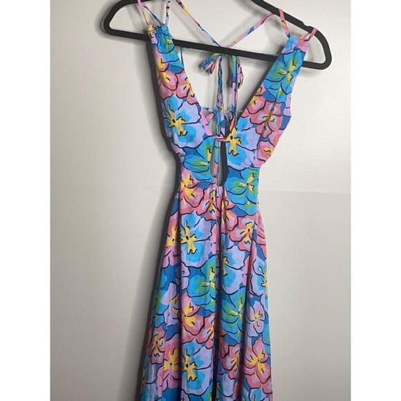 For Love & Lemons Yasmin Open-Back Floral Maxi Dress Size XS NWT Strappy Lined - Picture 7 of 10